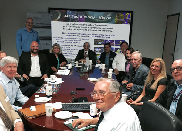 Members of the The discussion was attended by members of the Arizona Technology Council and the Arizona Optics Industry Association attended the round table discussion at 4D Technology's Tucson headquarters